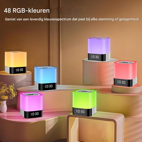 GELLDG Draagbare Bluetooth-luidspreker met verlichting - kan gebruikt worden als nachtlampje - aanraakgevoelige dimbare wekker - RGB-kleurveranderende ledverlichting - een geschikt cadeau geschikt voor meisjes, kinderen, tieners — afbeelding 4