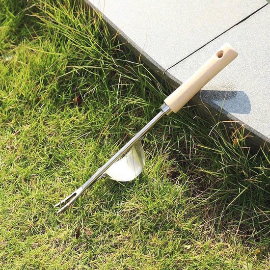 Handmatige onkruidsteker van roestvrij staal met houten handvat voor tuinonderhoud van Merkloos	 — afbeelding 2