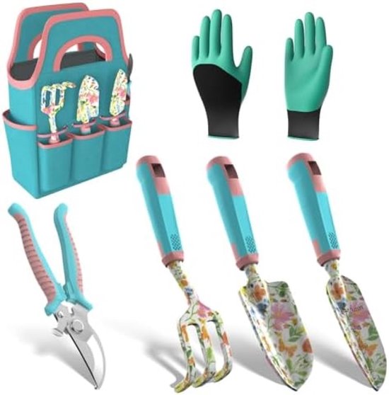 Tuingereedschap Set met Tas Bloemenprint Tuinset Duurzaam Compleet Cadeau van Tuingereedschap. — afbeelding 5