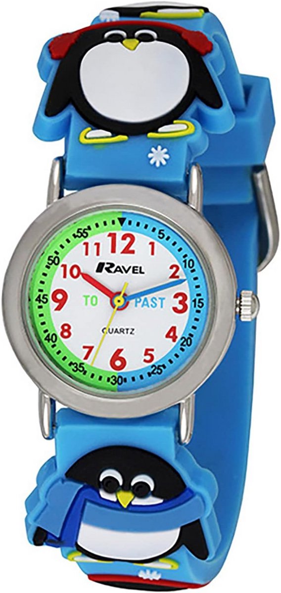 Kindereenvoudig Leren Tijd Horloge met 3D Pinguïn Wijzerplaat en Verstelbare Band