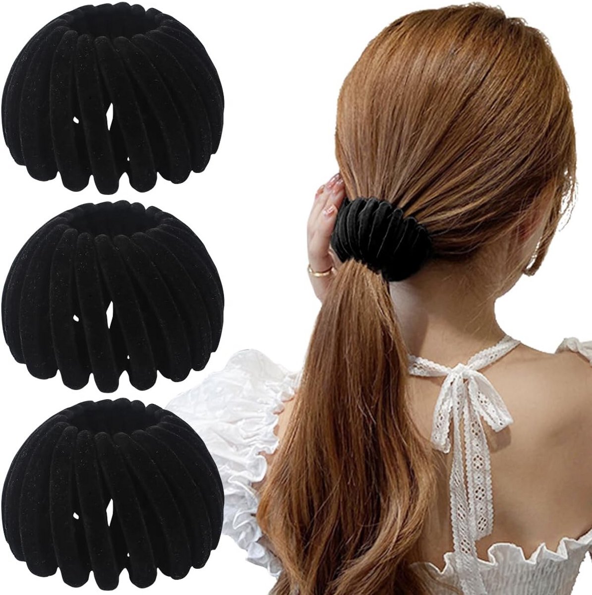 Magische Haarspeld Vogelnest voor Dik Haar - Uitrekbare Zwarte Haaraccessoire