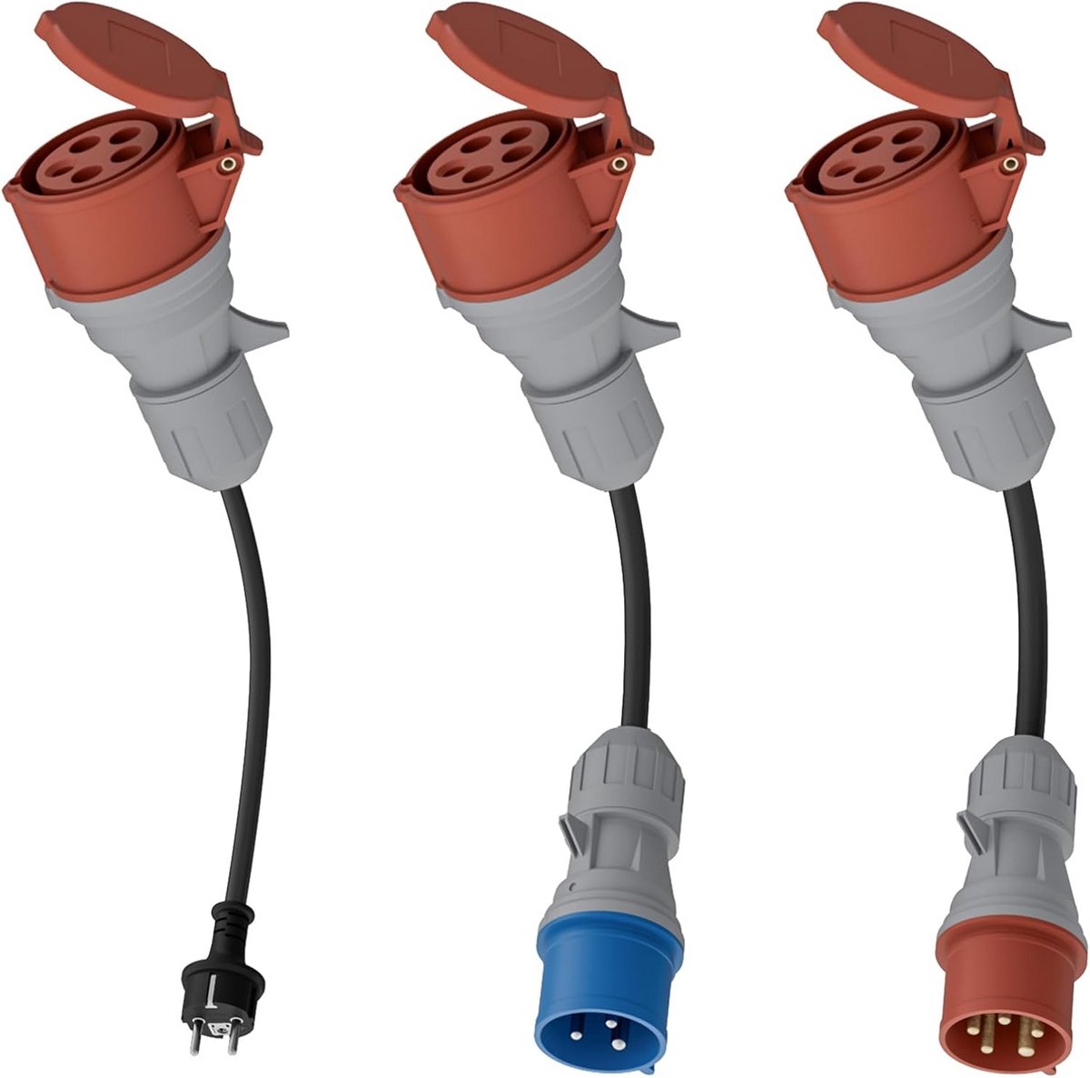 Adapter set CEE 32A 5-pole voor 22kW Mobiele Wallbox en EV-oplader