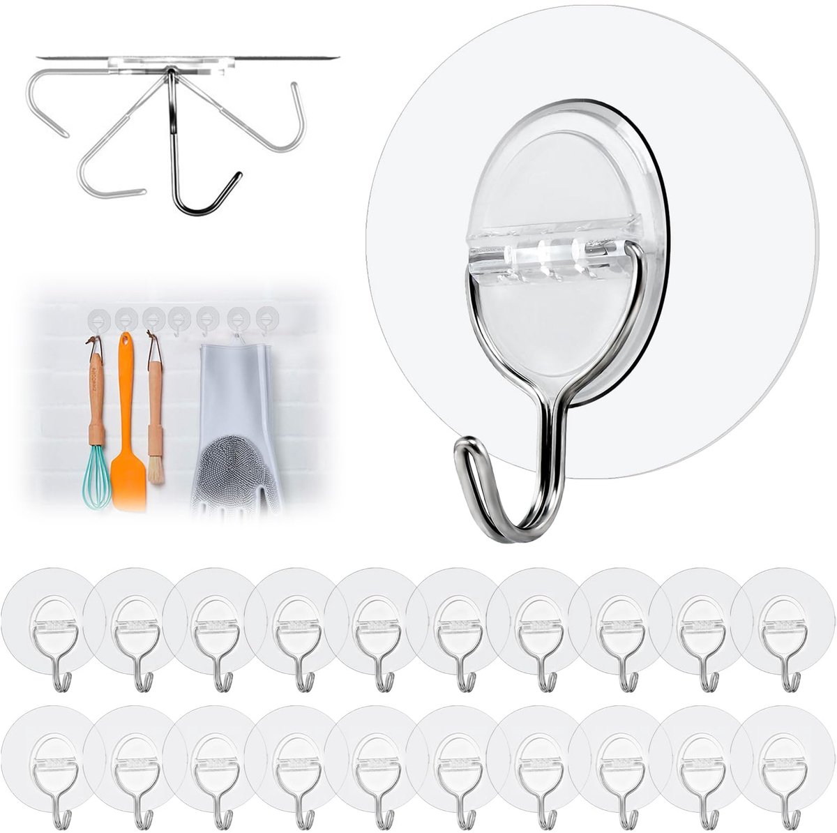 IMPERATORIS® Zelfklevende Haken - Handdoekhaakjes - Muurhaken - Sterke Kleefkracht - Voor Badkamer en Keuken - Set van 20