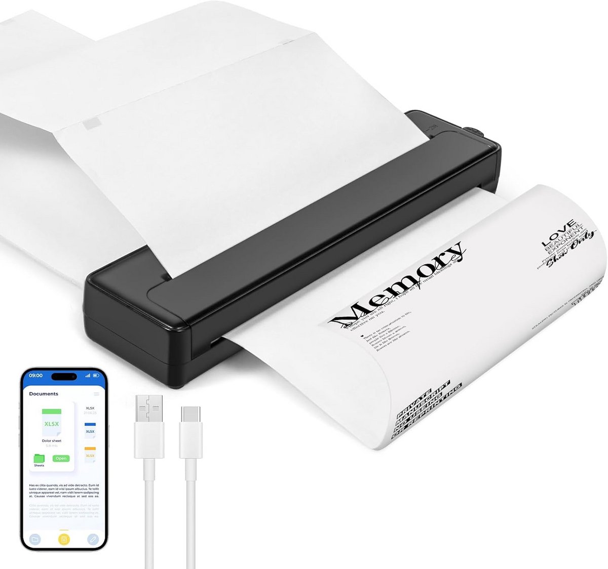 Draagbare Bluetooth Mobiele Printer Klein Formaat A4 Thermisch Papier Ondernemen