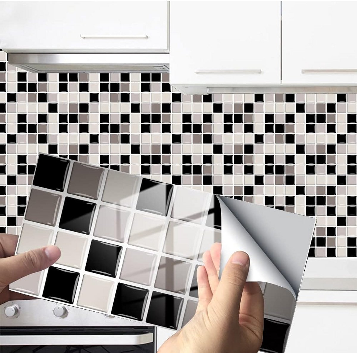 48x Marmeren Wandtegelstickers Zelfklevend - DIY Rechthoek Mozaïek Stijl - Keuken & Badkam