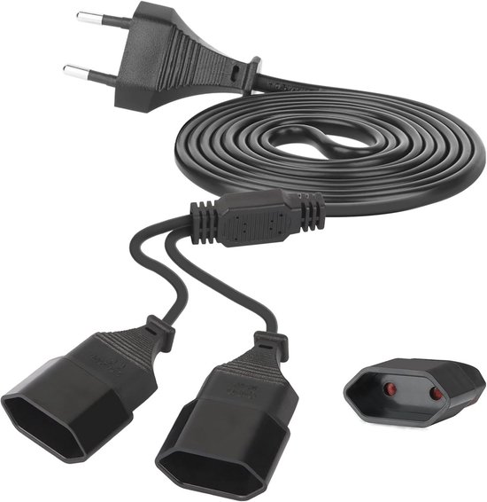 RIIEYOCA Shucko Verlengkabel 1,5 M - IP44 Waterdichte Stekkerdoos Met 90° Hoekstopcontact, 16A/250V, Rubberen Coating, Geschikt Voor Binnen En Buiten