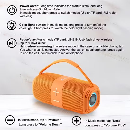 Luidspreker - Feestluidspreker - Draagbare Bluetooth-luidspreker - 23,5 x 9,9 x 10 cm - Met verlichting - 10W stereo met hoog volume - Kleine draadloze luidspreker - Ondersteunt TWS-koppeling - Geschikt voor thuis, feestjes, buiten, strand - Zwart — afbeelding 5