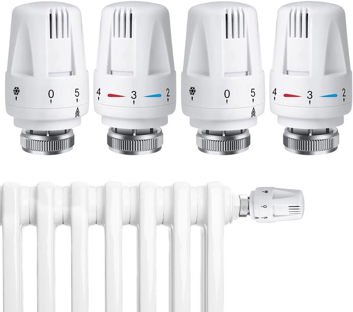 4x Slimme Thermostaatknoppen Set voor Radiator - Universele M30 Fitting