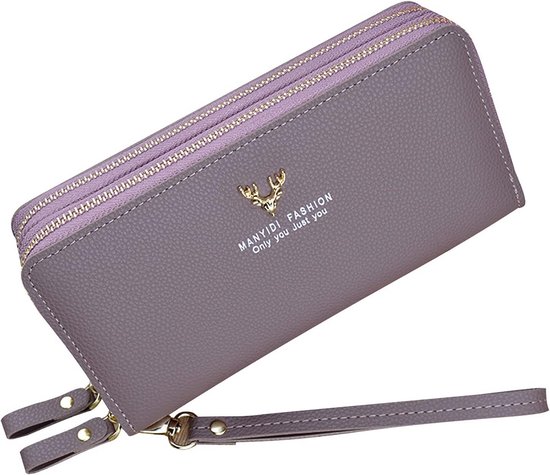 Contact's Genuine Leather Men's Bag - Double Zipper Around Handbag - 4 Interlayers - Vintage Long Wallet with Wristband, Black., Waist Unique, Vintage