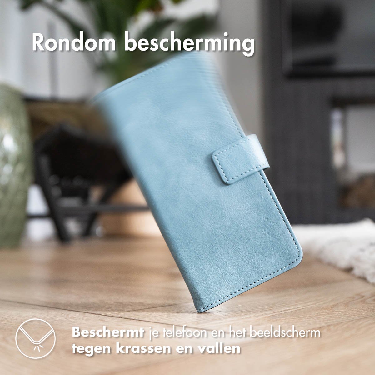 iPhone 16 hoesje bookcase met pasjeshouder, briefgeldvak, standaardfunctie en bescherming, blauw - Afbeelding 5