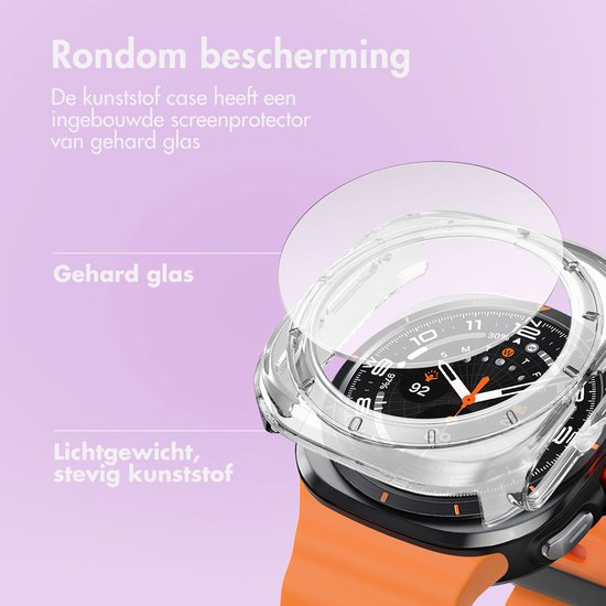 Transparante smartwatch case met ingebouwd gehard glas.