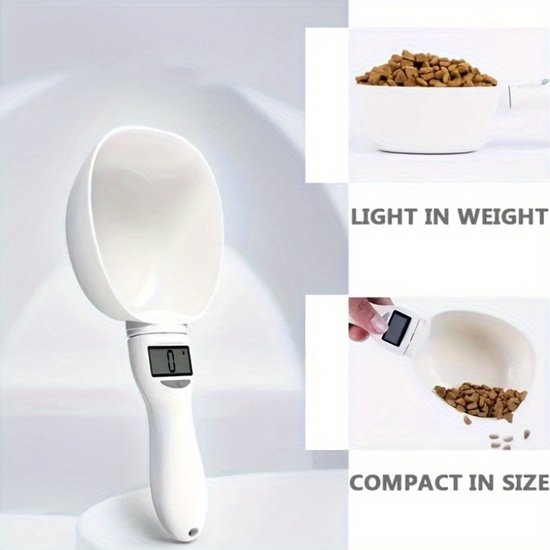Foto: Hondenvoerweegschaal geschikt voor thuisgebruik 800g weegschaal met handvat en lepel grote lepelvorm voedingsweegschaal mini weegschaal geschikt voor aanvullend hondenvoer 