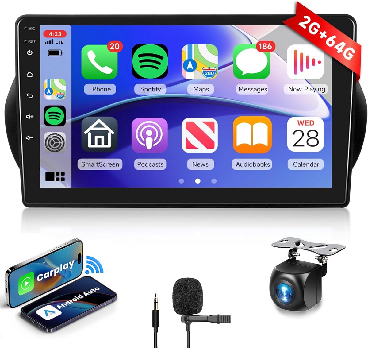 Carplay Android Autoradio 2 Din Universeel met 2G RAM en 64GB Opslag