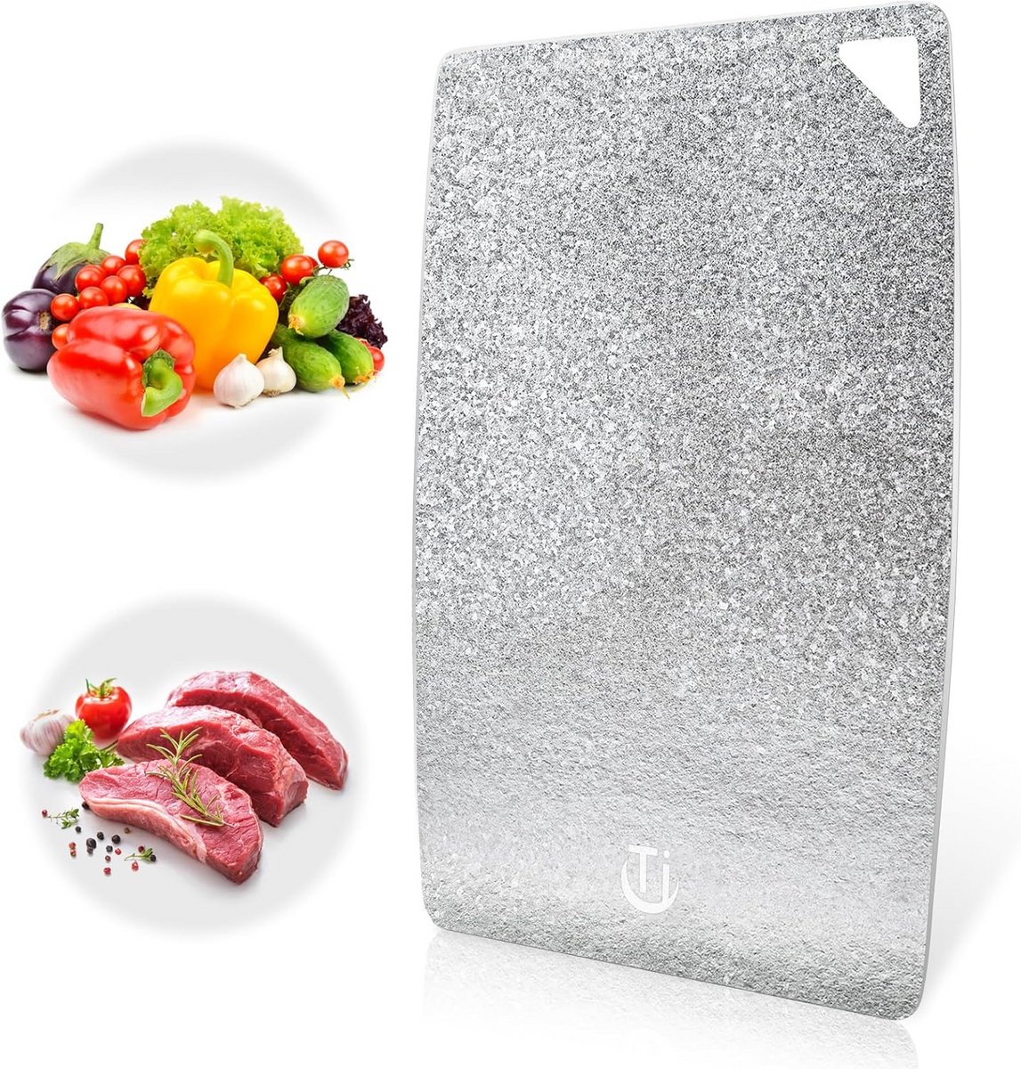 Titanium snijplank 30x20 cm - Dubbelzijdig voor vlees, fruit en groenten