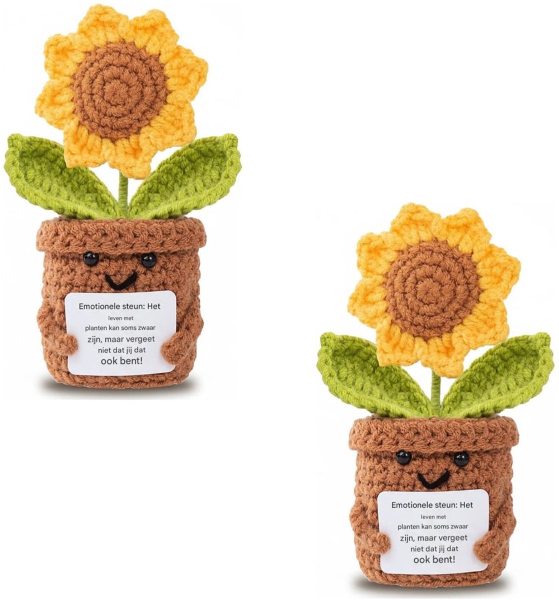 GELLDG Zakzonnebloem - Handgehaakte zonnebloem - Inclusief kaartje - Aanmoedigingscadeau - Zakzonnebloem om in je zak te stoppen - Geschikt voor het decoreren van bureaus, kantoren, slaapkamers - 6*14 cm