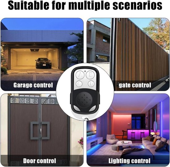 Qiilu 4-delige Universele Afstandsbediening – 433,92 MHz – Klonen Voor Auto, Garagedeur En Poort – Vaste Code – Met Diefstalbeveiliging 5 miniatura