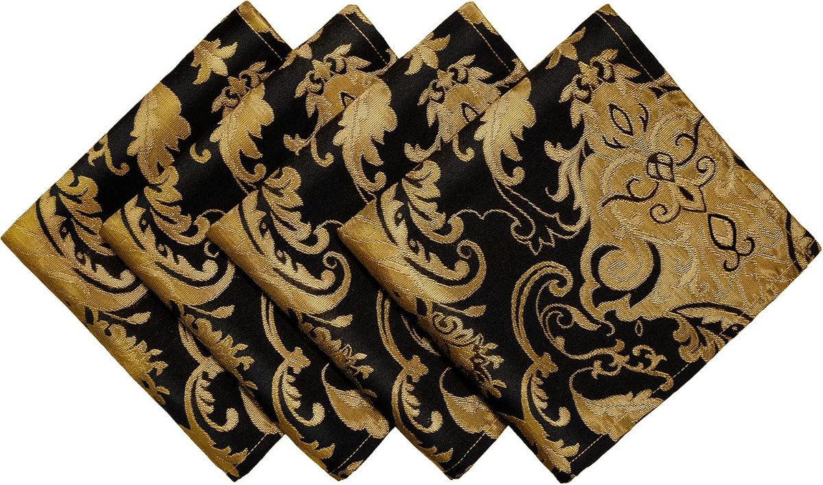 Set van 4 Zwarte Stoffen Tafelservetten Herbruikbaar 45x45cm