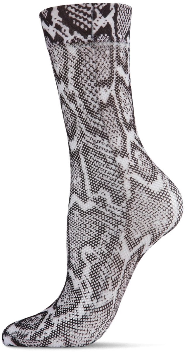 MeMoi Premium Faux Snakeskin Fishnet Crew Socks Modieuze Dierenprint Sokken 1 Paar