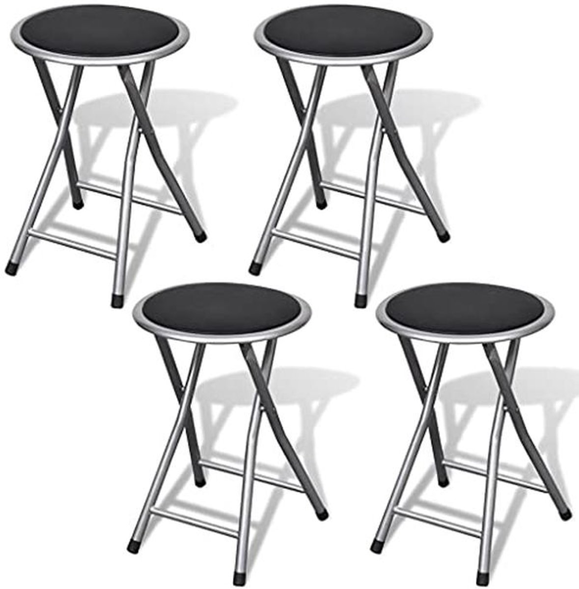 Inklapbare Kunstlederen Krukken Set van 4 - Stijlvolle en Ruimtebesparende Stoelen