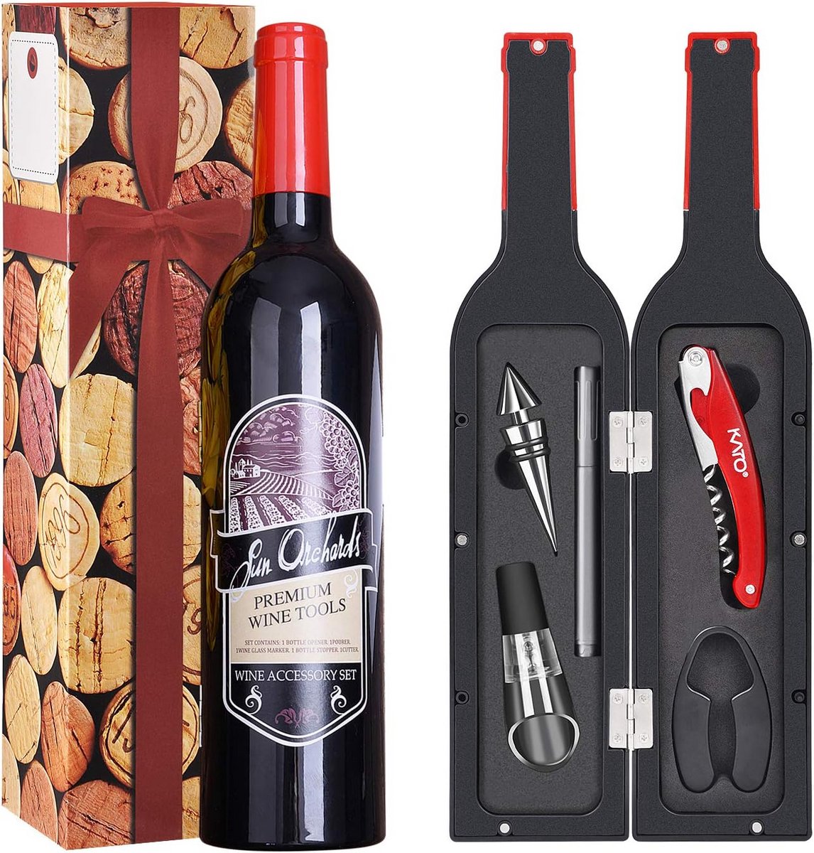 Luxe Wijnopener Set met Accessoires en Drinkstickers - Cadeau voor Wijnliefhebbers