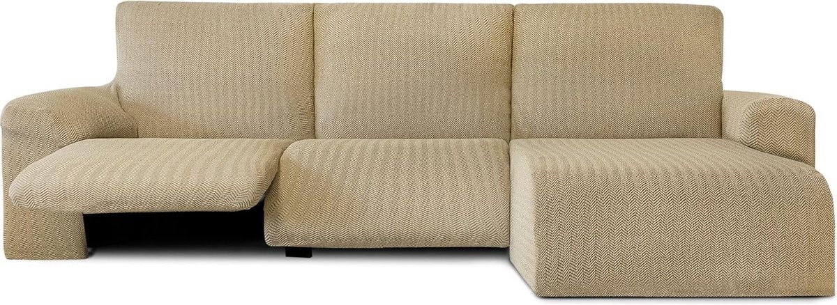 Bi-elastische Bankhoes voor Hoekbank Rechts (Kort Zitgedeelte) - Beige, Ademend & Universeel Passend