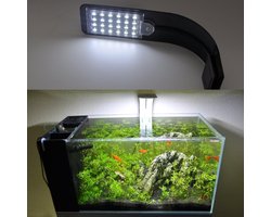 10W full-spectrum plantengroeilamp met clip voor aquariums, witte en blauwe LED's, zwart, 220V