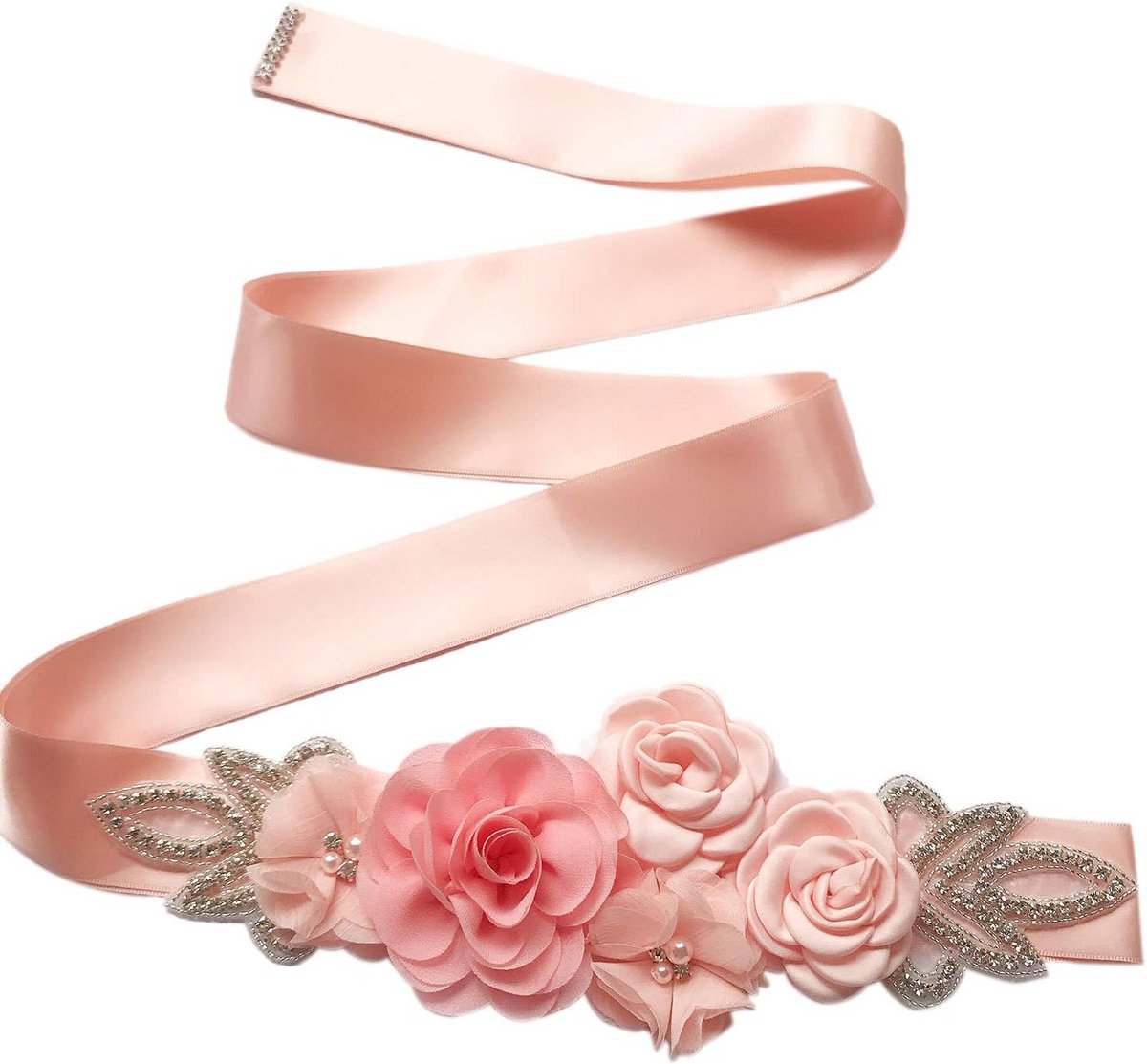Bruidsriem Bloem Kristal Strass voor Trouwjurk - Lange Tailleband Accessoire