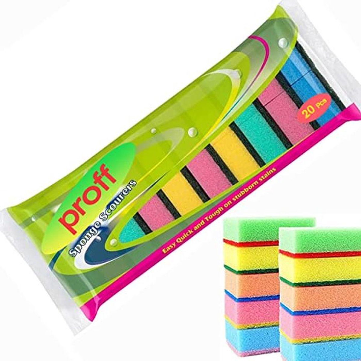 Sponsschaar voor reiniging en afwassen – gemengde kleuren, verpakking van 20