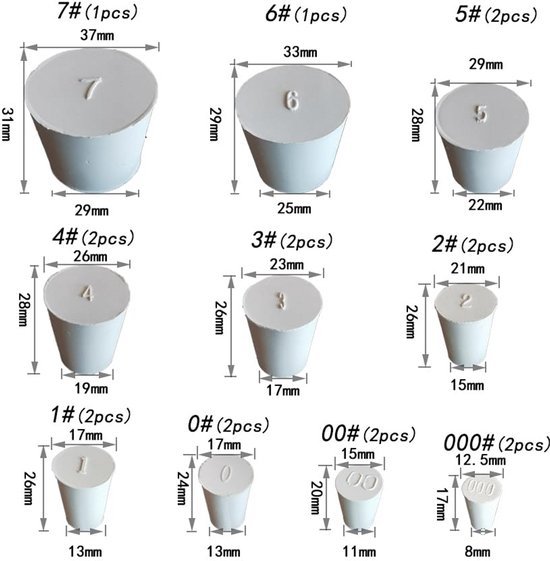 Rubberen Stoppen Set - 8mm tot 37mm - 18 Stuks voor Ballonflessen en Watertanks — afbeelding 5