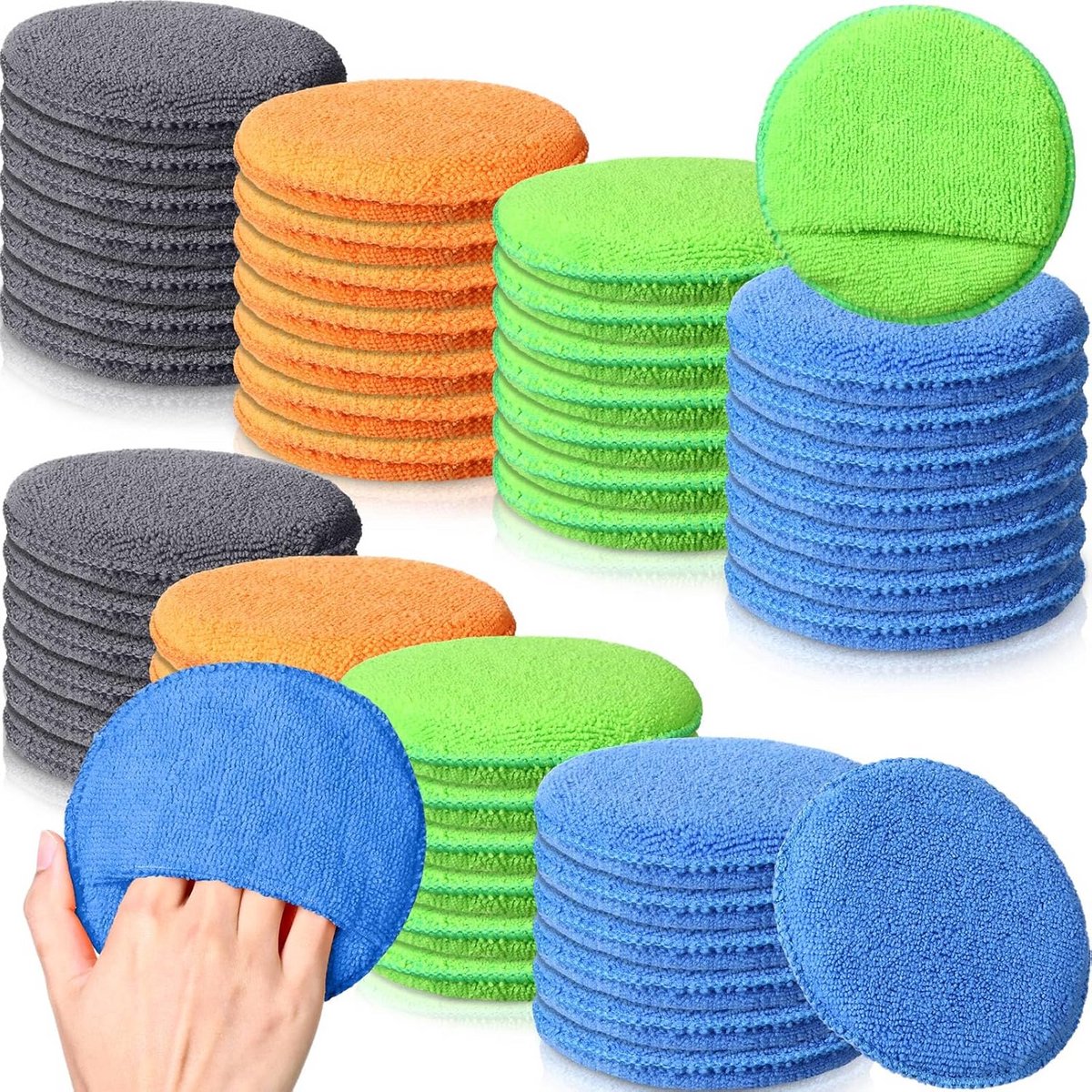 52x Microvezel Wax Applicator Pads 5 inch – Zachte Schuim Spons voor Polijsten en Verzorgen Auto, Vrachtwagen en Boot