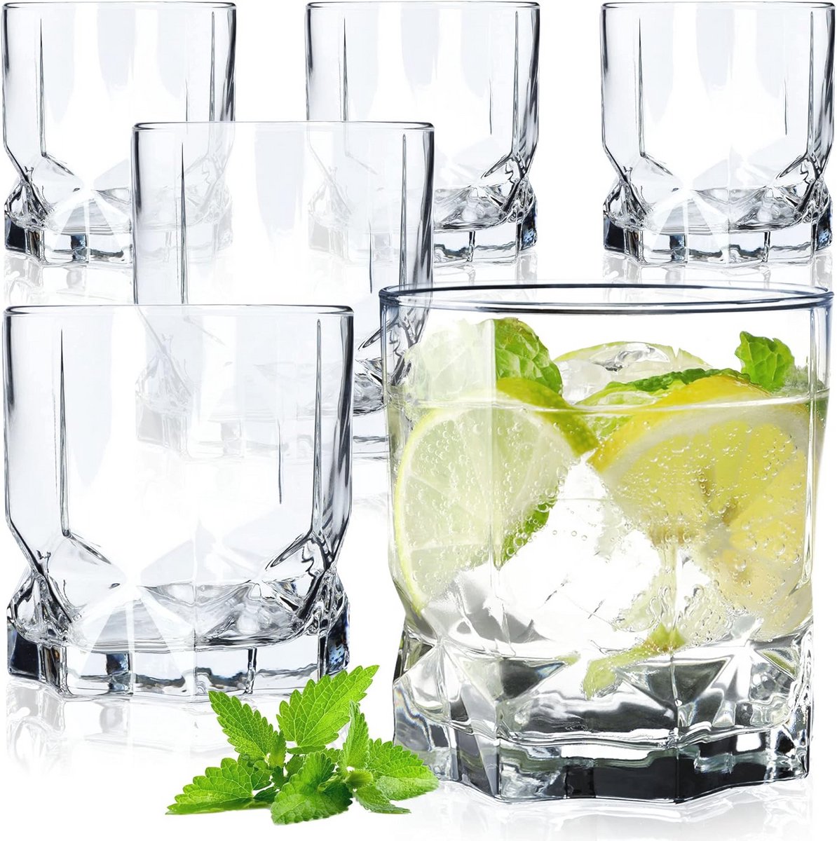Set van 6 Stijlvolle Drinkglazen voor Water en Sappen - Modern Design (325 ml)