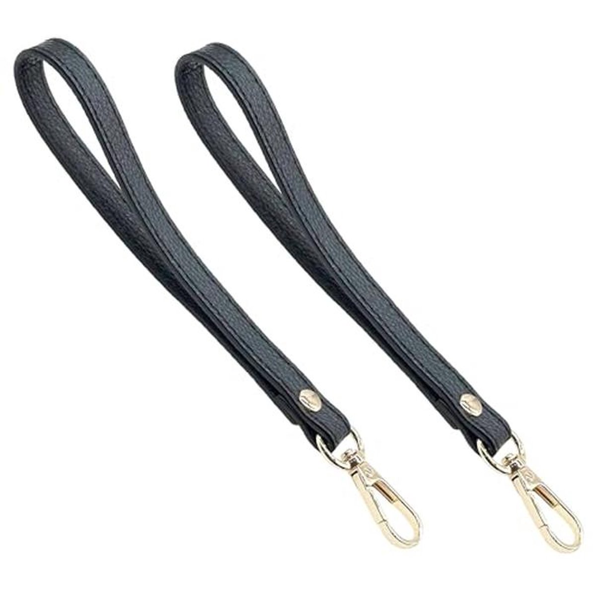 2 Stuks Leren Polsbanden voor Sleutels en Handtassen - 20 cm Lange Sleutelhanger Vervangingen in Goud-Zwart