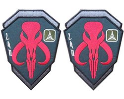 Mandalorian Mythosaur Skull Crest Bounty Hunter Shield Patch - Tactical Geborduurde Badge met Bevestigingshaak en Loop Backing 3,9 x 2,7 cm (Groen)