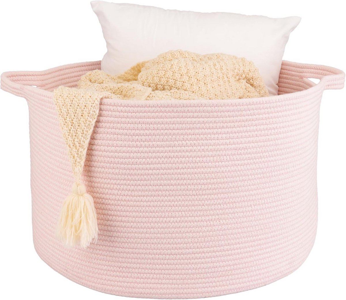 Grote Katoenen Opbergmand - 22"x14" Multifunctionele Touwmand voor Dekens, Speelgoed en Kleding