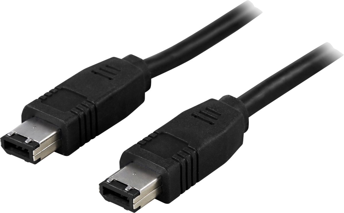 DELTACO FW-2, Zwart firewire-kabel, 2m