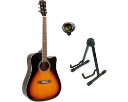 Akoestische western gitaar - incl. statief en tuner - Fazley W40-SB - Bruin