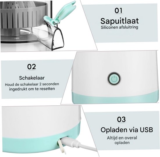 longziming -Elektrische Citruspers met USB-oplading - Draagbare Sapmaker voor Sinaasappels, Citroenen en Limoenen - Krachtige Automatische Juicer met Afneembare Perskegel voor Vers Sap Thuis, op Reis of op Kantoor van longziming — afbeelding 4