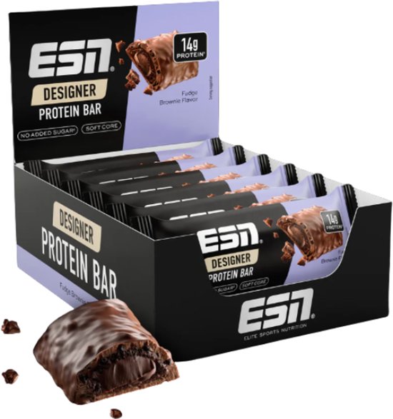 ESN Designer Bar Proteine Repen - Fudge Brownie, 12 x 45 g - Ideaal Tussendoortje met 14 g Proteïne van Merkloos — afbeelding 3