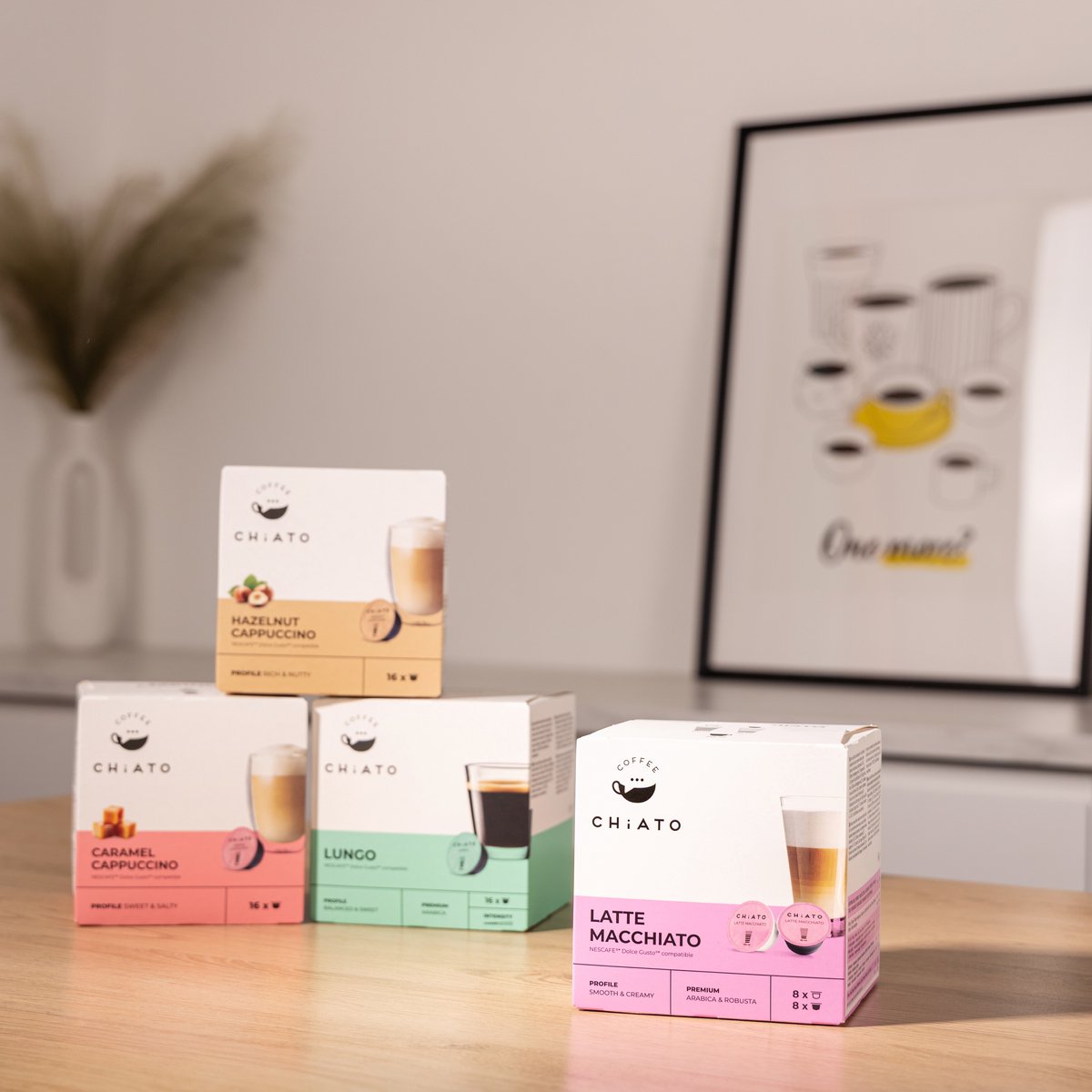 Koffiecapsules compatibel met NESCAFÉ® Dolce Gusto® CHiATO Latte Macchiato, 8+8 st.