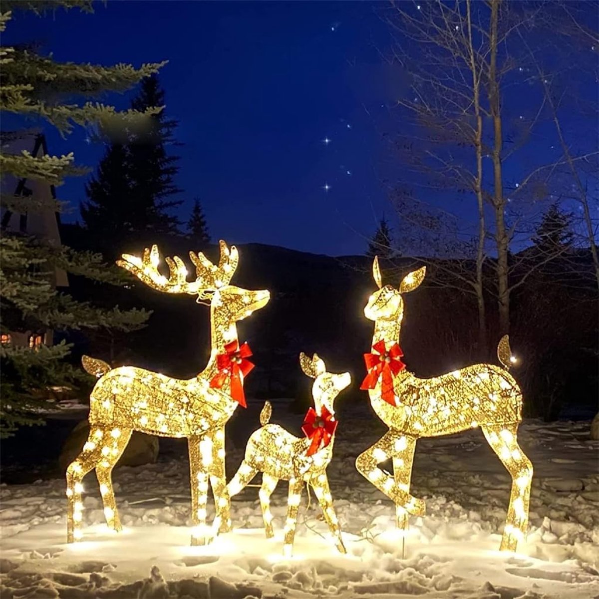 Kersthert Licht - LED Buitenverlichting Hert Figuur - Helverlicht Acrylaten Decoratie - Voor Tuin, Gazon en Sfeerverlichting - Feestelijke Buiten Decoratie - Voor Huiseigenaren en Tuinliefhebbers - Kerstversiering- 3 Stuk – foto 5