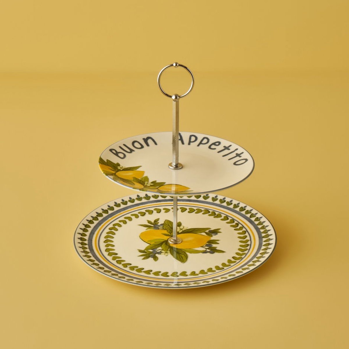 Lemoncello Koekjesstandaard – 2-laags – Porselein