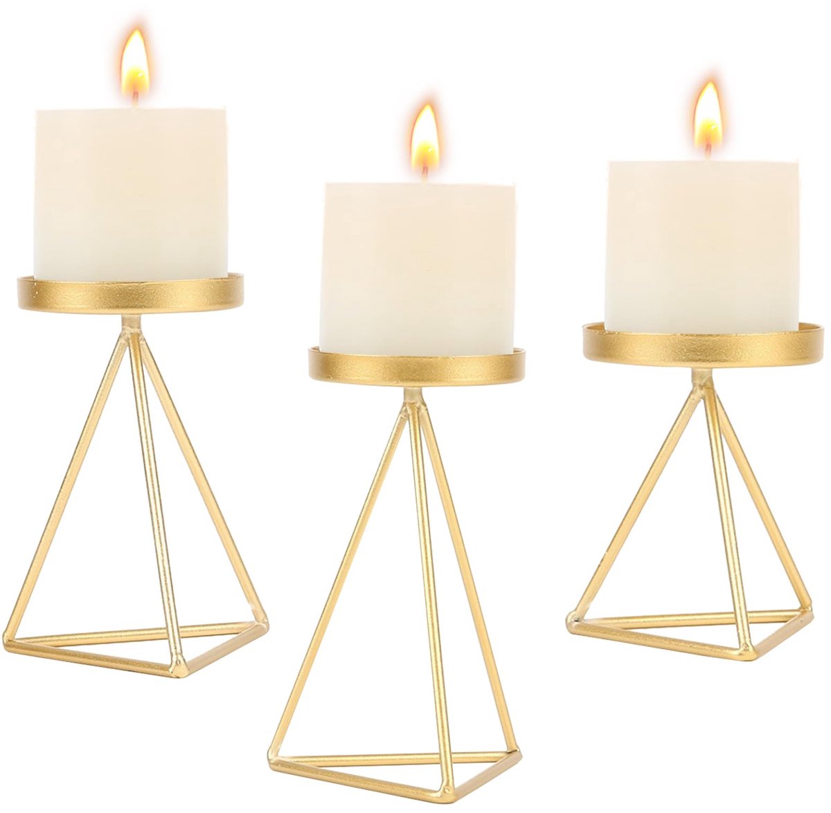 Unyqoos Geometrische ijzeren kandelaar set voor stijlvolle tafeldecoratie en woondecoratie Goud
