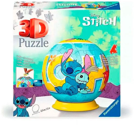 Ravensburger - Puzzle-Ball Disney Stitch - 3D Puzzelbal - 72 Stukjes | bol