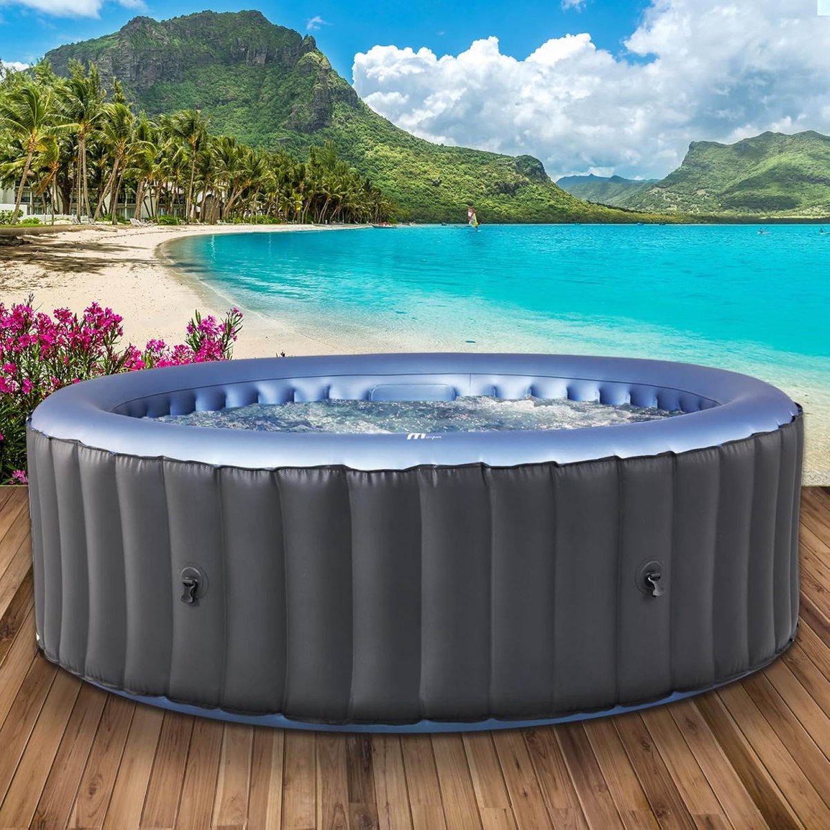 Bergen Deluxe Opblaasbare Whirlpool 4-Persoons 180x70 cm – Stil & Energiebesparend Bubbelbad met 118 Massagejets, UVC-Reiniging, Verwarming tot 40°C, Anti-Vries Systeem, Binnen- en Buitenbad – Alta Furniture