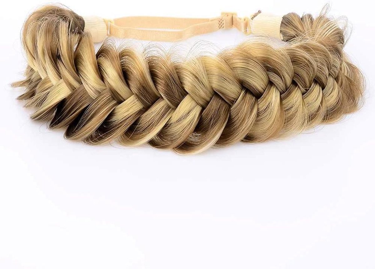 EGoods - Rommelige Brede Synthetisch Haar Gevlochten Hoofdband Voor Vrouwen Meisje - Klassieke Dikke Elastische Stretch Haarband