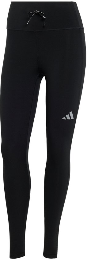 Zwarte Adidas legging met drievoudige streep logo op de zijkant en zak.