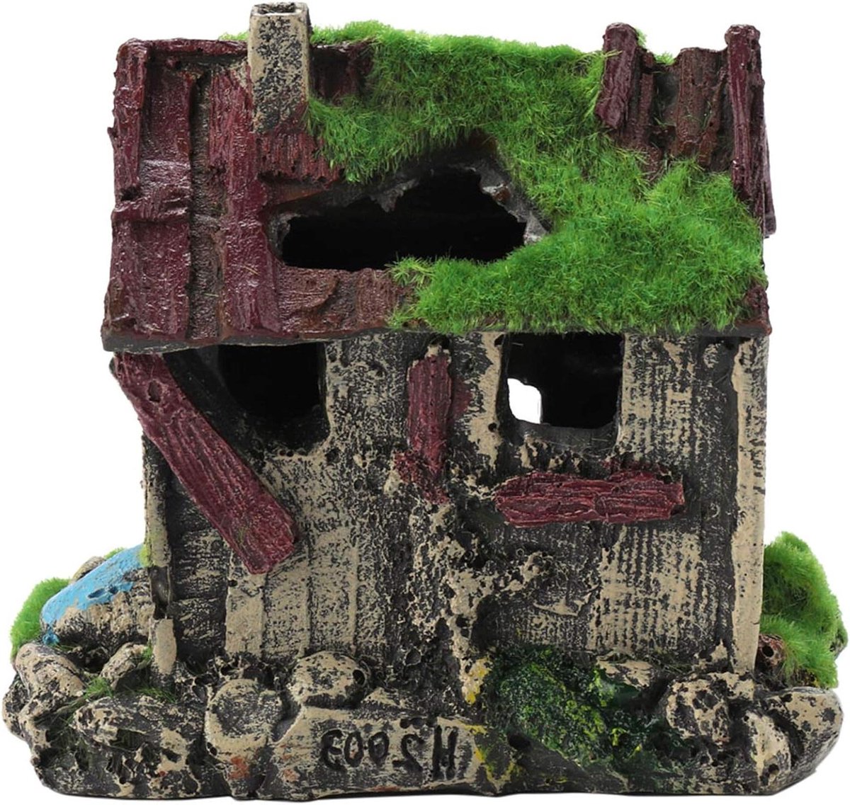 EGoods - Aquarium Huis Vissen Garnalen Nest Verstoppen Grot Met Mos Ornament