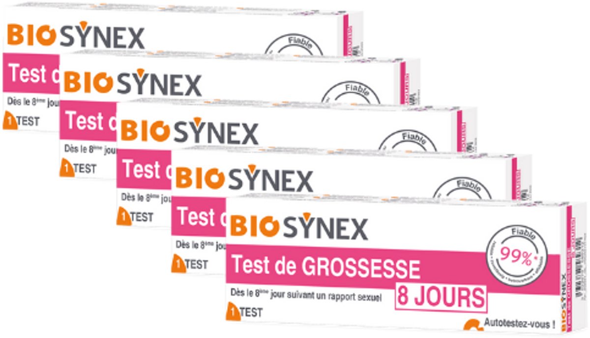 Biosynex - Zwangerschapstest 8 Dagen - Extra Gevoelige Urinetest - 10 mIU/ml - Voor Vroege Detectie - 5 Tests