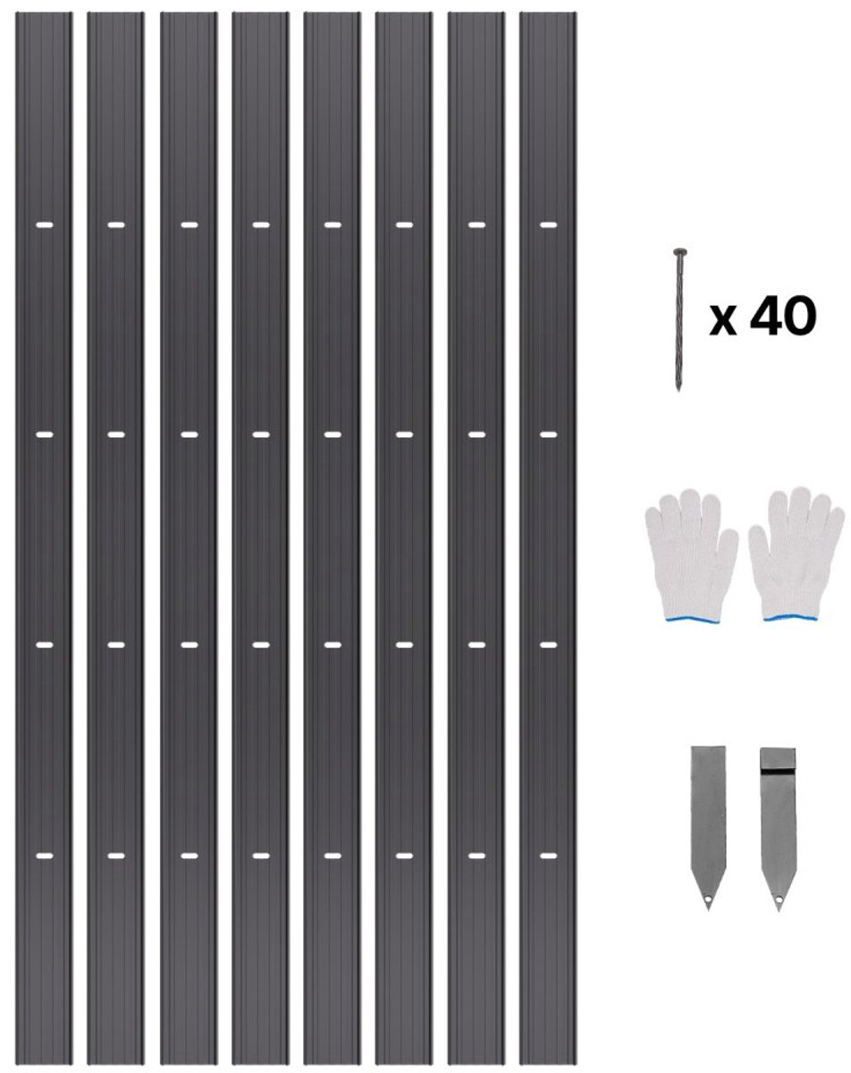 Tuinrand - Aluminium Gazonrand Set - Buigzaam - Stevig - 8 Stuks x 183 cm (Totaal 14,64 m) - Voor Bloemperken en Tuinpaden