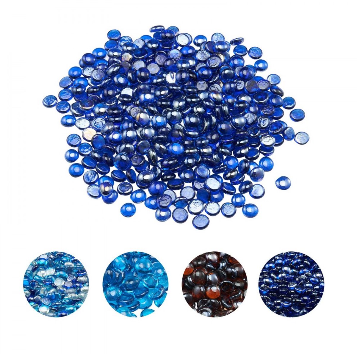 Haardglas - Vuurkorf Glasstenen/Glaskralen - Diameter 19 mm - Hittebestendig - Rookvrij - Inhoud 9 kg - Voor Vuurkorf en Open Haard - Kobaltblauw
